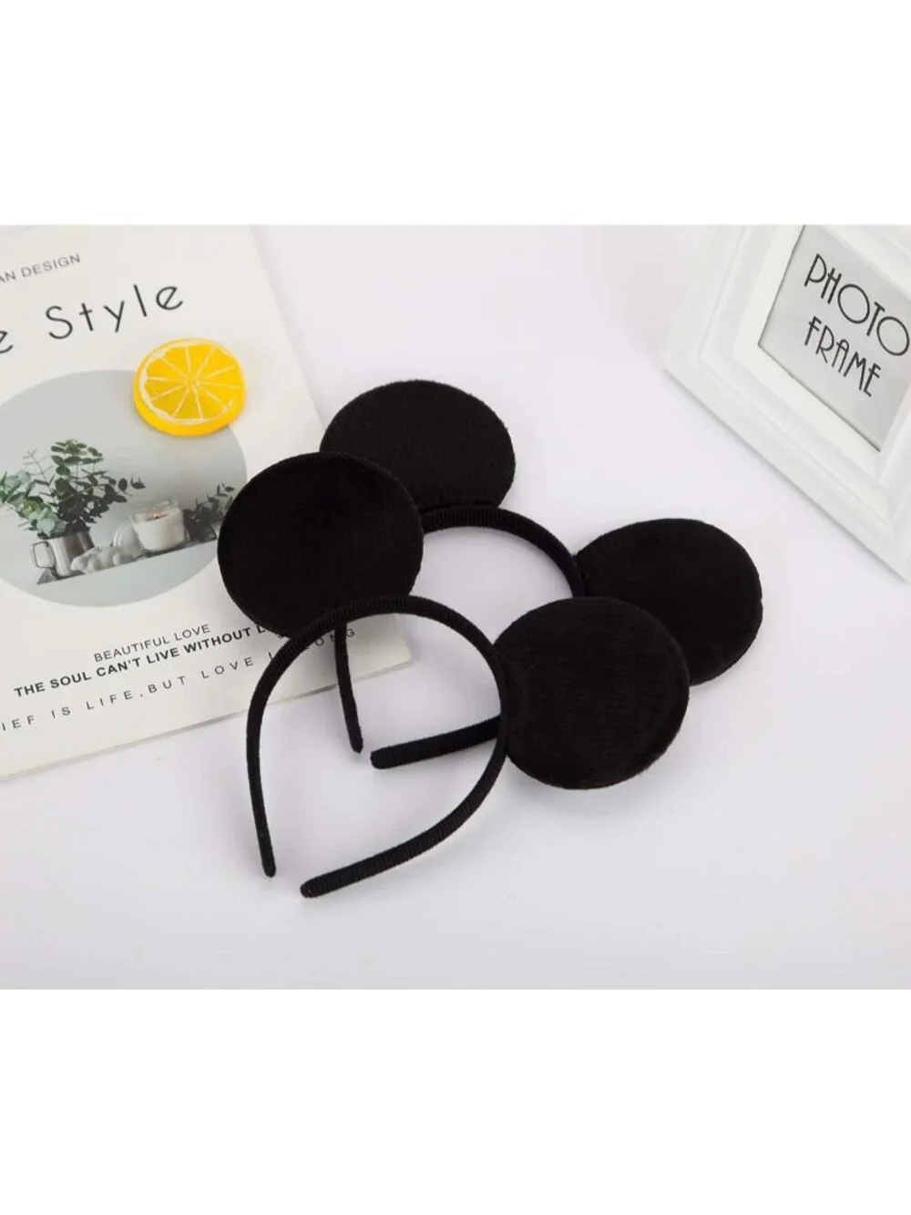 Women Red&black Sequin Handmade Mickey Mouse Headband 2 Pieces